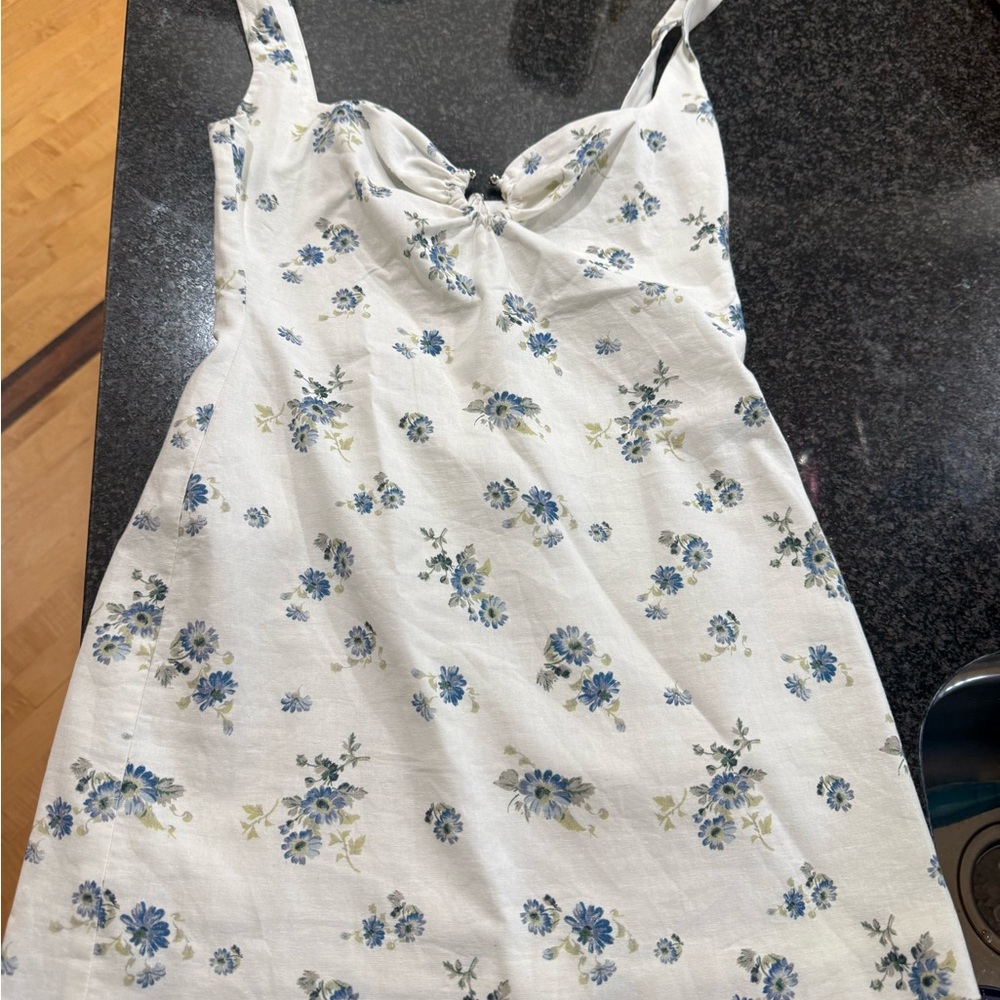 Bardot White Dress with Floral Accents size small